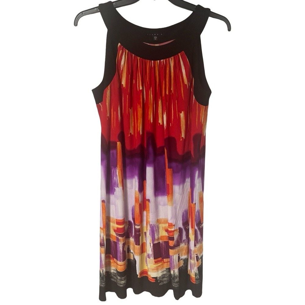 Tiana B‎ Abstract Geometric Print Sleeveless Shift Dress Red Purple Size XL